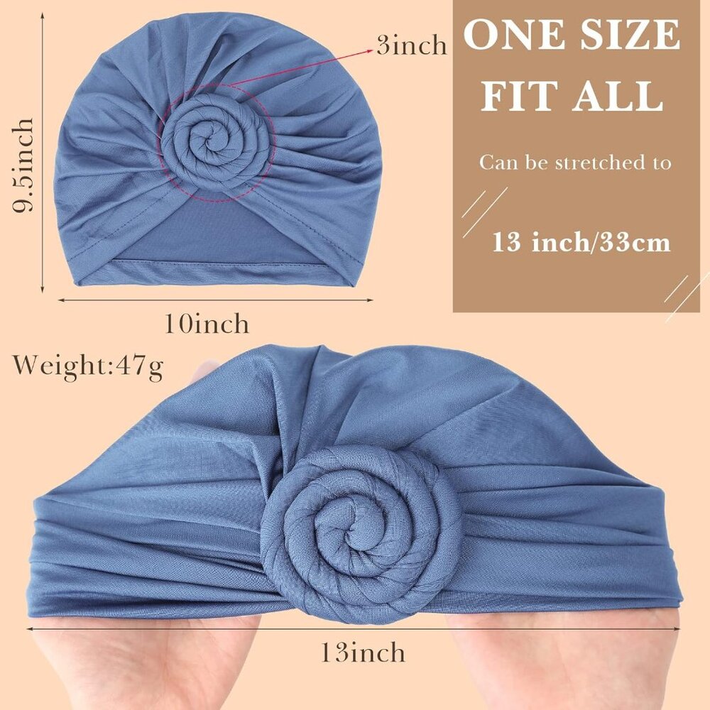 18 Pcs Women Turban African Pre Tied Bonnet Hairwrap Flower Knot Bonnet Beanie C View 3